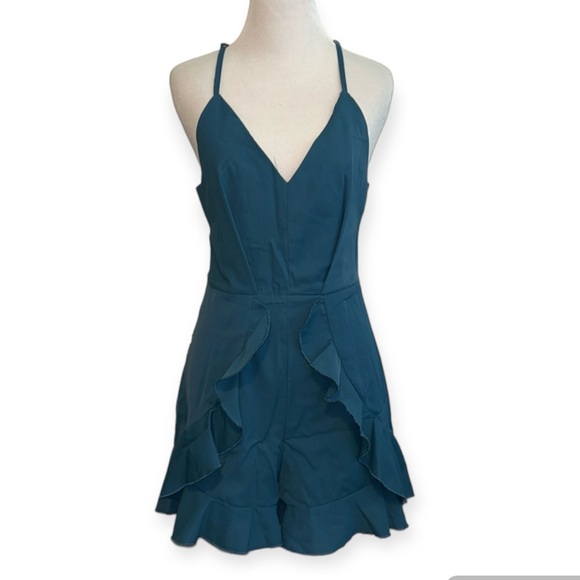 🎀 Joteisy women’s small blue ruffle romper - Picture 1 of 6